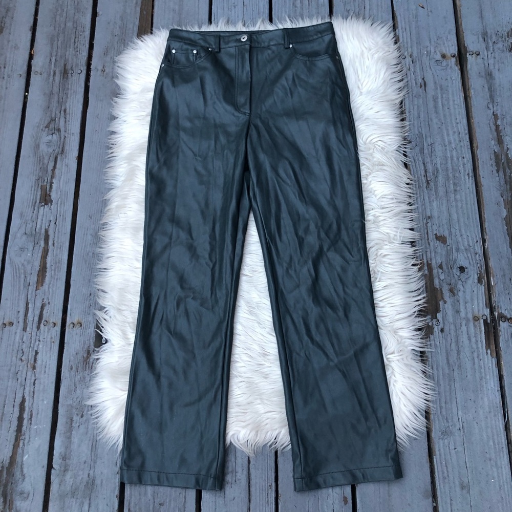 7 For All Mankind Grey Faux Leather 5-pocket Straight Ankle Womens Pants size M